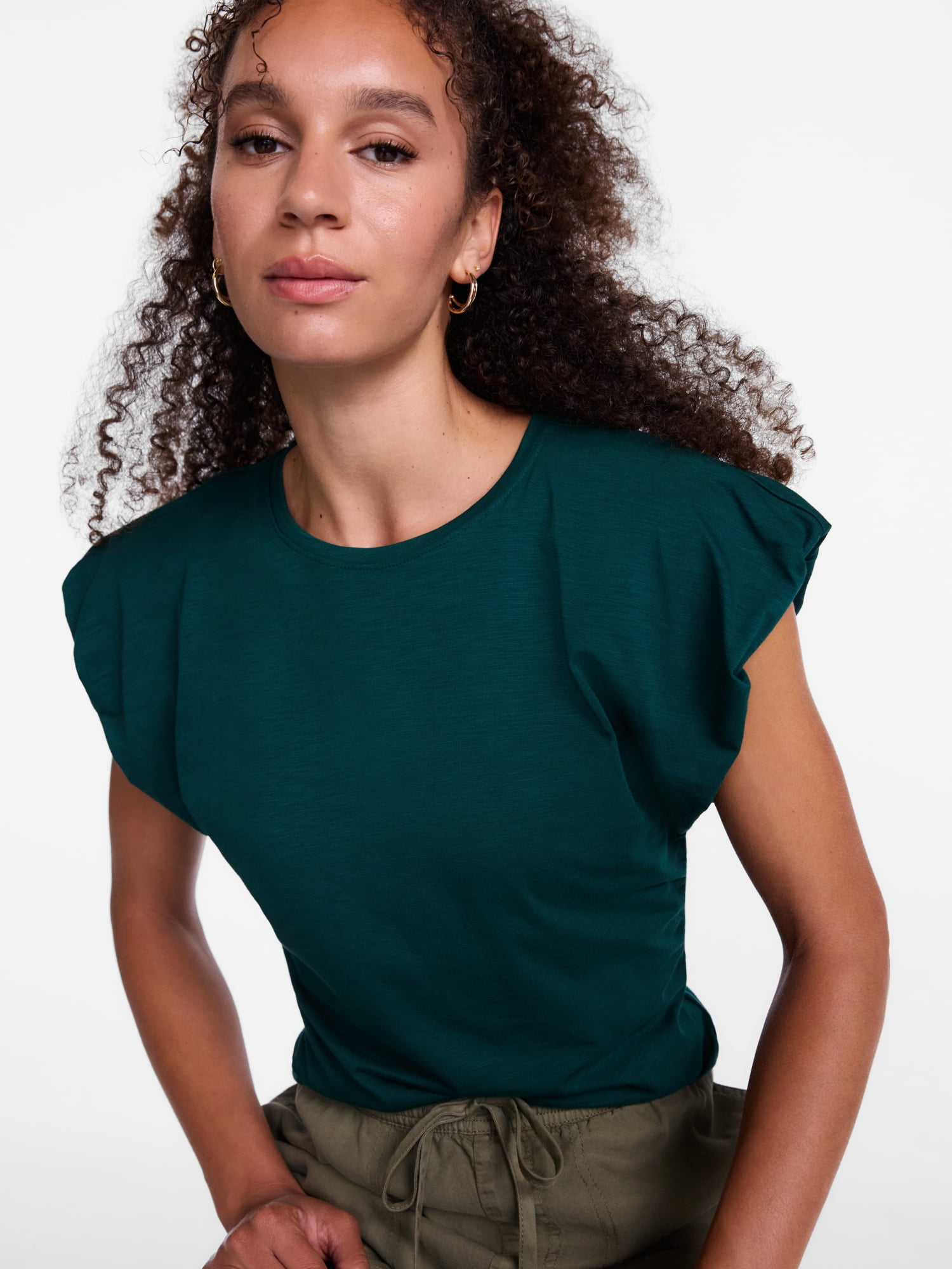 Scenario Women's and Women's Plus Tee with Short Bubble Cap Sleeves, Sizes XS-4X
