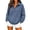 Blue #25, variant on Womens Sweatshirt V Neck Long Sleeve Loose Fit Tops Solid Color Travel Sweatshirt Fall Winter Lightweight Trendy Shirt Dark Green S