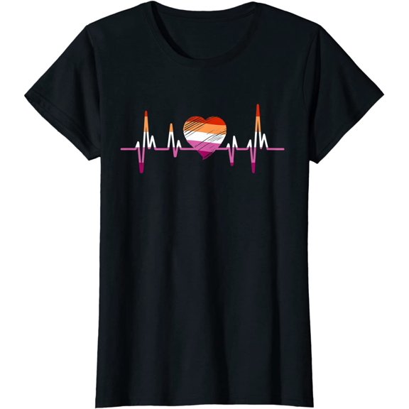 LGBT & Lesbian Stuff Heart with Pride Flag Lesbian Gift T-Shirt