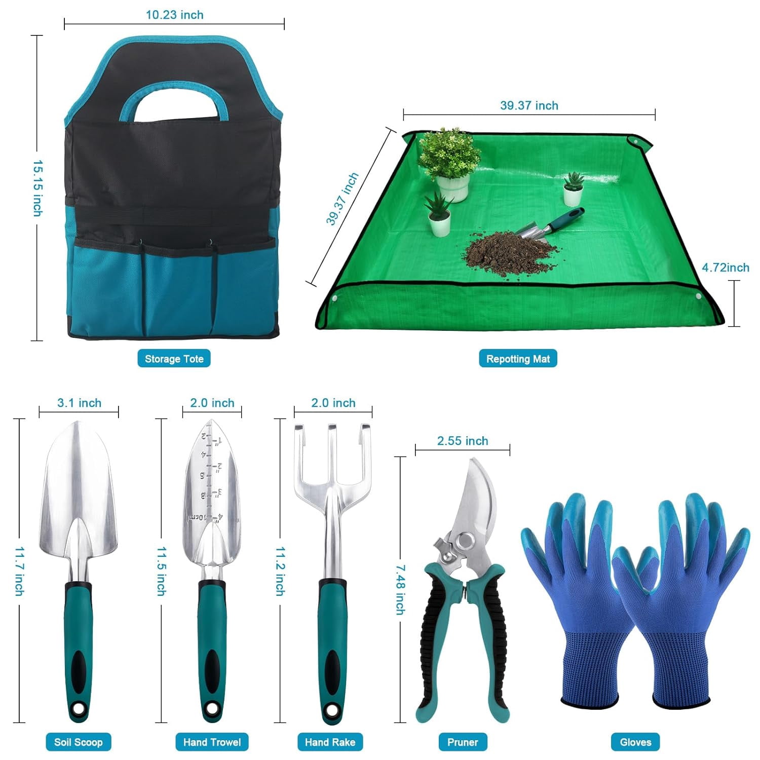 1 Piece 3 In 1 Paper Corner Rounder Punch With 8 Piece Garden Tool Set And Repotting Mat