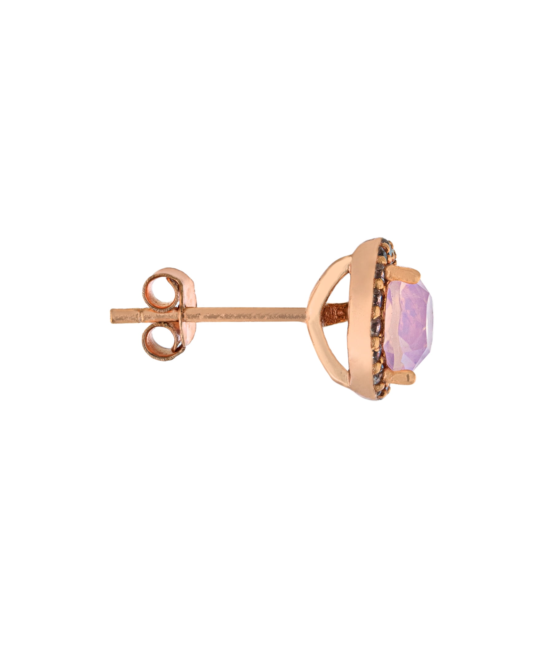 Marisol & Poppy Crystal & Cubic Zirconia Pave Circle Stud Earrings in Rose Gold over Sterling Silver for Women & Teens