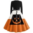 thumbnail image 5 of Women's Halloween Dress Bone Hepburn Long Sleeve Funny Dresses Castle Cocktail V-Neck Novelty Tea Length Dress with Belt L, 5 of 5