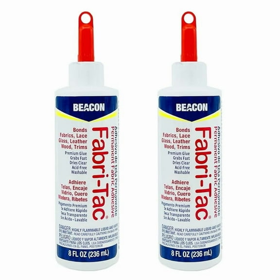 Permanent Adhesive, 8 Ounce Bottle - Premium Crafting & Fabric Glue (2 Pack)