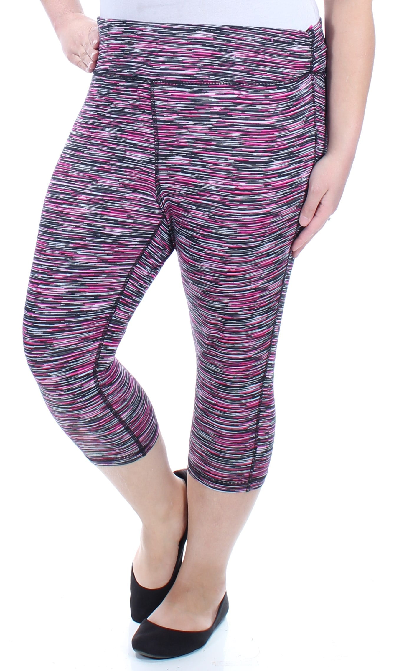 Material Girl MATERIAL GIRL Womens Pink Striped Active Wear Leggings