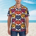 thumbnail image 4 of Fotbe Fox Face Hawaiian Shirt for Men Unisex Summer Beach Casual Short Sleeve Cotton Linen Button Down Shirts-XX-Large, 4 of 9