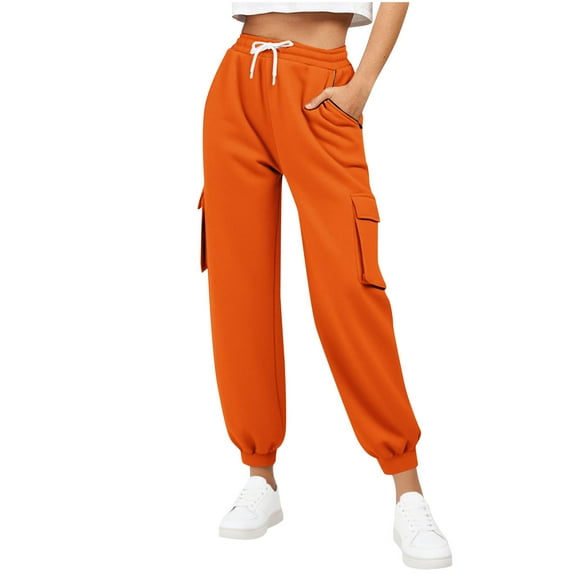 ABATAB Cinch Bottom Sweatpants for Women Elastic Waisted Drawstring Lounge Pants with Pockets Casual Comfy Long Trousers