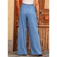 thumbnail image 3 of Vaqueros Sidefeel, cintura alta, pernera ancha, con cordón, azul, 3 of 7
