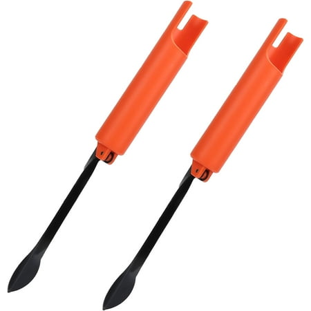 ABCISI Foldable Fishing Rod Holder - Orange ABS/Stainless Steel Ground Insert Pole Stand 3.8cm Universal Diameter for Bank/Beach Fishing Compact & Durable Accessory (2-Pack)