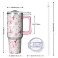 thumbnail image 2 of Pink Breast Cancer and Pioneer Flower Tumbler with Handle and Lid,40oz Double Wall Vacuum Insulated Tumbler,Cups Gift for Women and Men, 2 of 7
