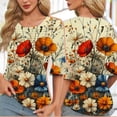 thumbnail image 2 of Hauts pour Femmes 2025 Blouses d'Été Mode Imprimé St. Patrick Style Ethnique Décontracté Imprimé Col Rond Chandail à Capuchon avec Chapeau Blouses pour Femmes Manches 3/4, 2 of 6