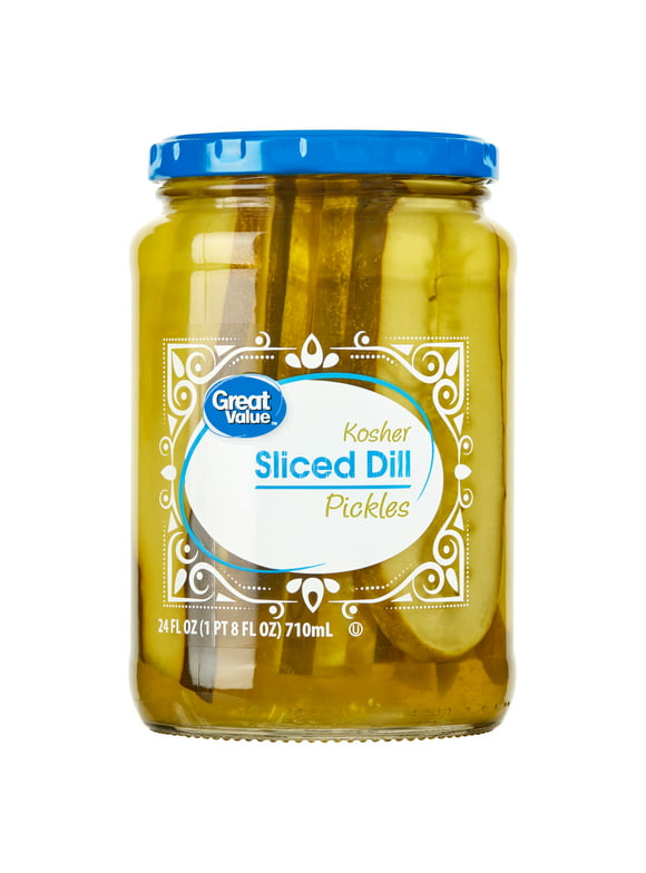 Great Value Kosher Sliced Dill Pickles Fresh Pack, 24 fl oz Jar