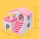 thumbnail image 3 of Nido De Hámster Casa de hámster para mascotas con escalera, nido, cabaña de troncos, juguetes para dormir de animales (rosa), 3 of 4