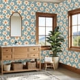 thumbnail image 4 of Peel and Stick Wallpaper 23.6in x 9.8ft Retro Daisy Floral Soft Orange White Flowers Contact Paper Vinyl Waterproof Self Adhesive Wall Paper for Bedroom Shelf Cabinet Renter Friendly, 4 of 8