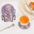 thumbnail image 5 of Haosy Set of 6 Drink Woven Coaster with Holder Heat Resistant Non-Slip Bar Coasters 4 Inches Purple Bear with Star Heart, 5 of 7