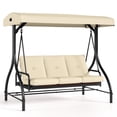 thumbnail image 7 of Pirecart 3-Seat Patio Porch Swing, Outdoor Converting Swing Chair with Canopy & Cushion, Graden, Yard, Beige, 7 of 7