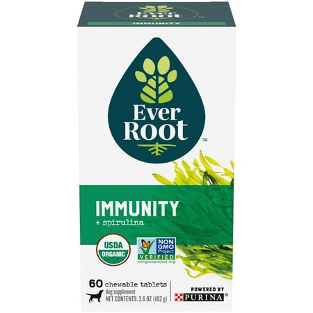UPC: 0038100189585 | EverRoot Immunity Chewable Tablet With Spirulina and Antioxidants for Dogs Dog Supplement By Purina 3.6 oz. Canister