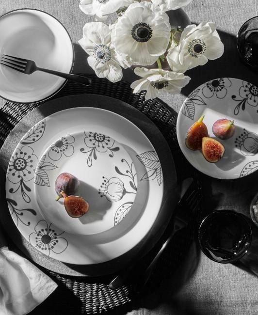 Ensemble de 12 pièces Corelle Floral Noir