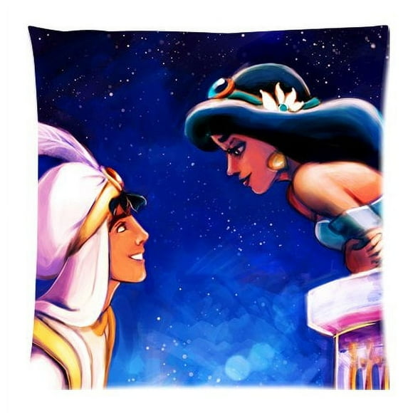 QIFEIHA Princess Jasmine and Aladdin College Of The Wind Pillowcase Cushion Cover Two Sides Printing Size 18x18 inch