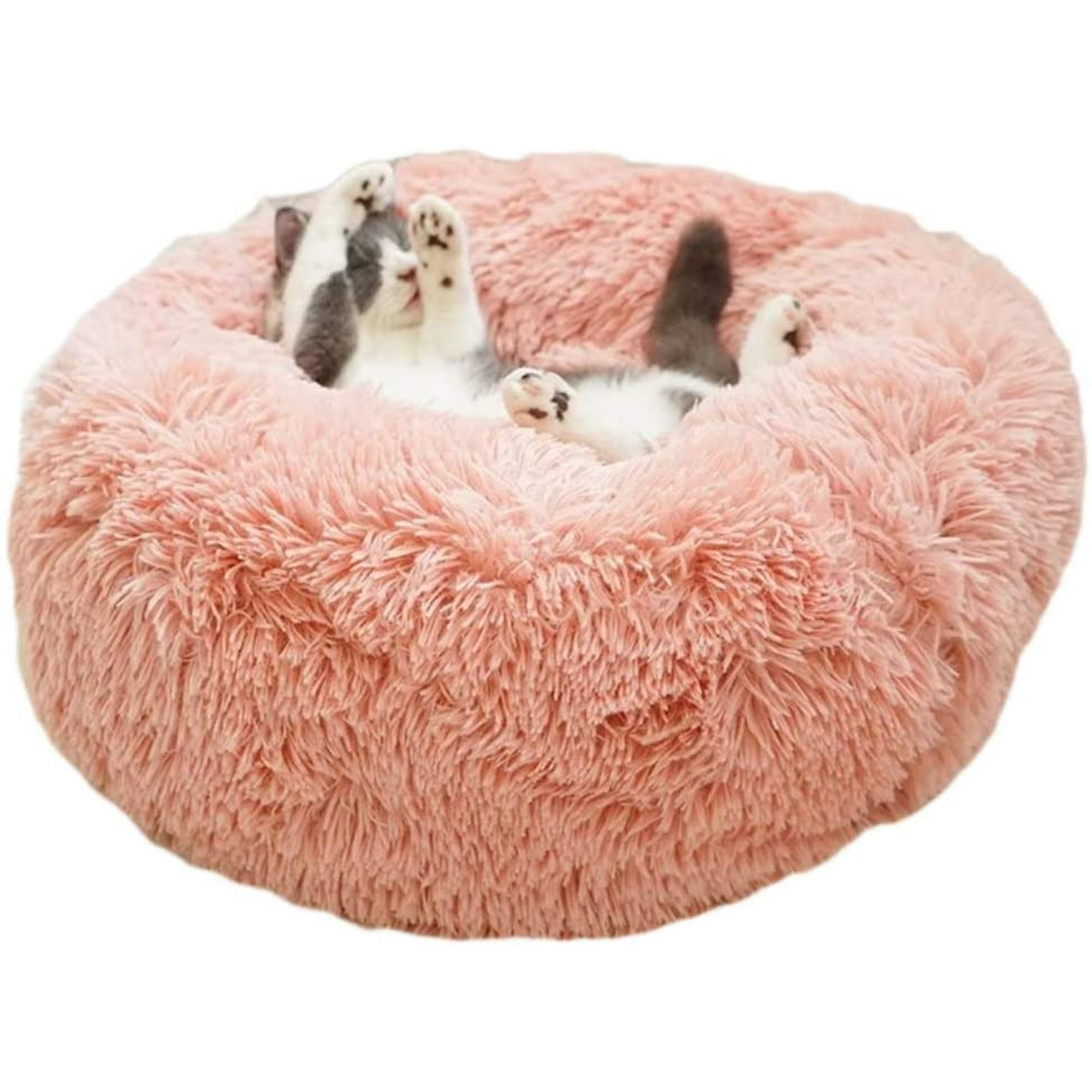 Original Cat and Dog Bed Luxury Coarse Faux Fur Donut Hugs Round Donut Dog Bed Indoor Pillow Suitable for Small and Medium sized Dogs Walmart