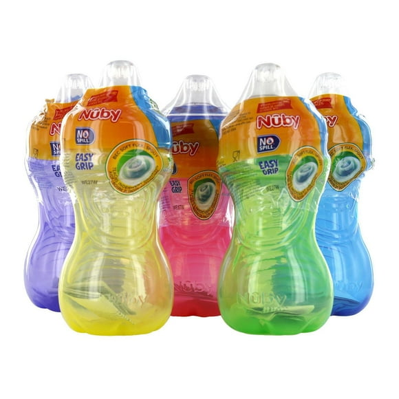 Nûby No-Spill Easy Grip Base Toddler Plastic Cup with Soft Flex Silicone Spout, for Children 6 Months +