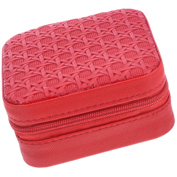 EXHUMKY Red PU Earring Holder Travel Jewelry Case with Soft Lint Lining Compact and Portable