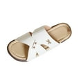 thumbnail image 2 of Womens Wide Width Sandals Platforms Criss Cross Strappy Cushion Footbed Comfortable Open Toe Slip On Beach Slippers White Women Sandal, 2 of 10