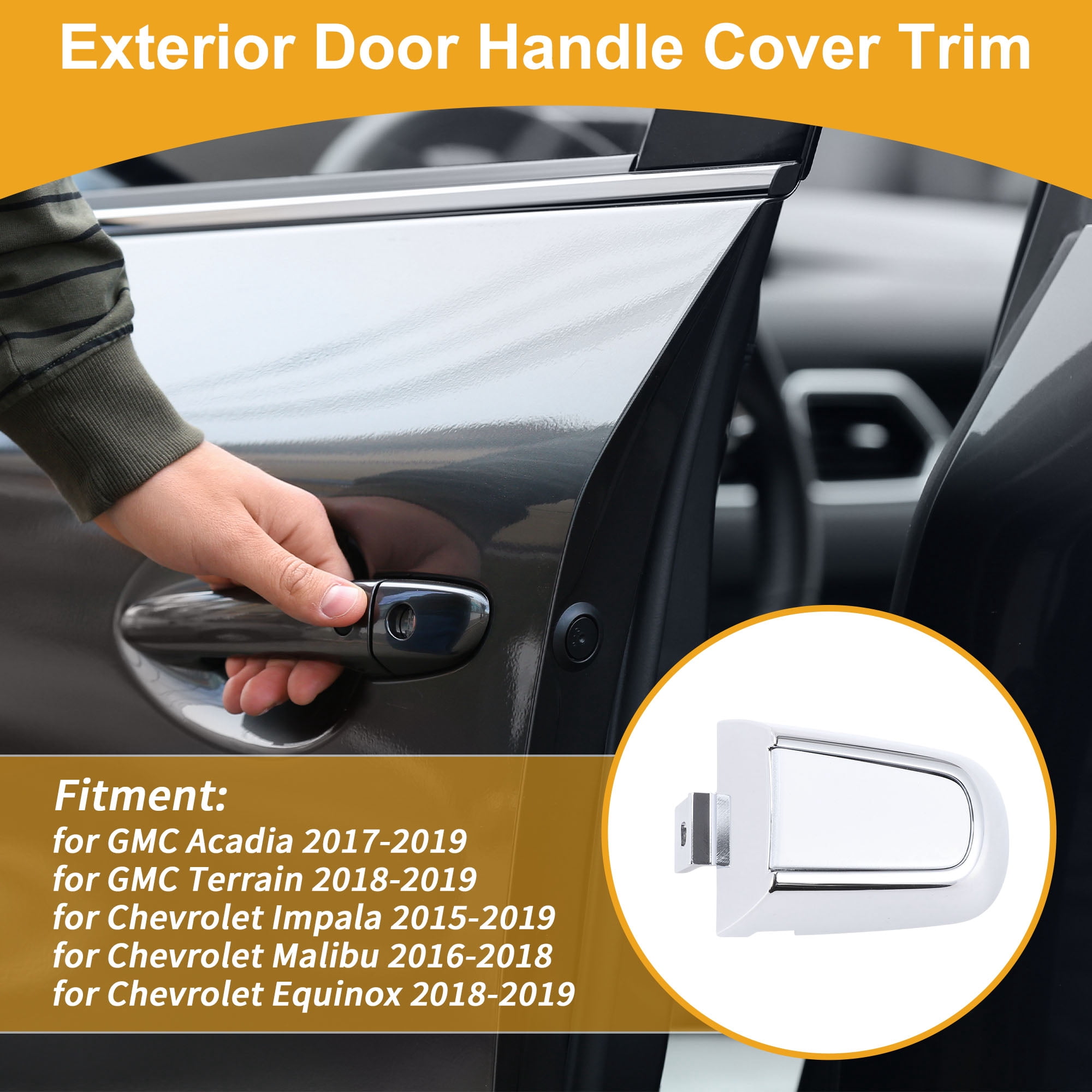 Unique Bargains Car Door Handle Cover White for Chevrolet Malibu 2016-2018