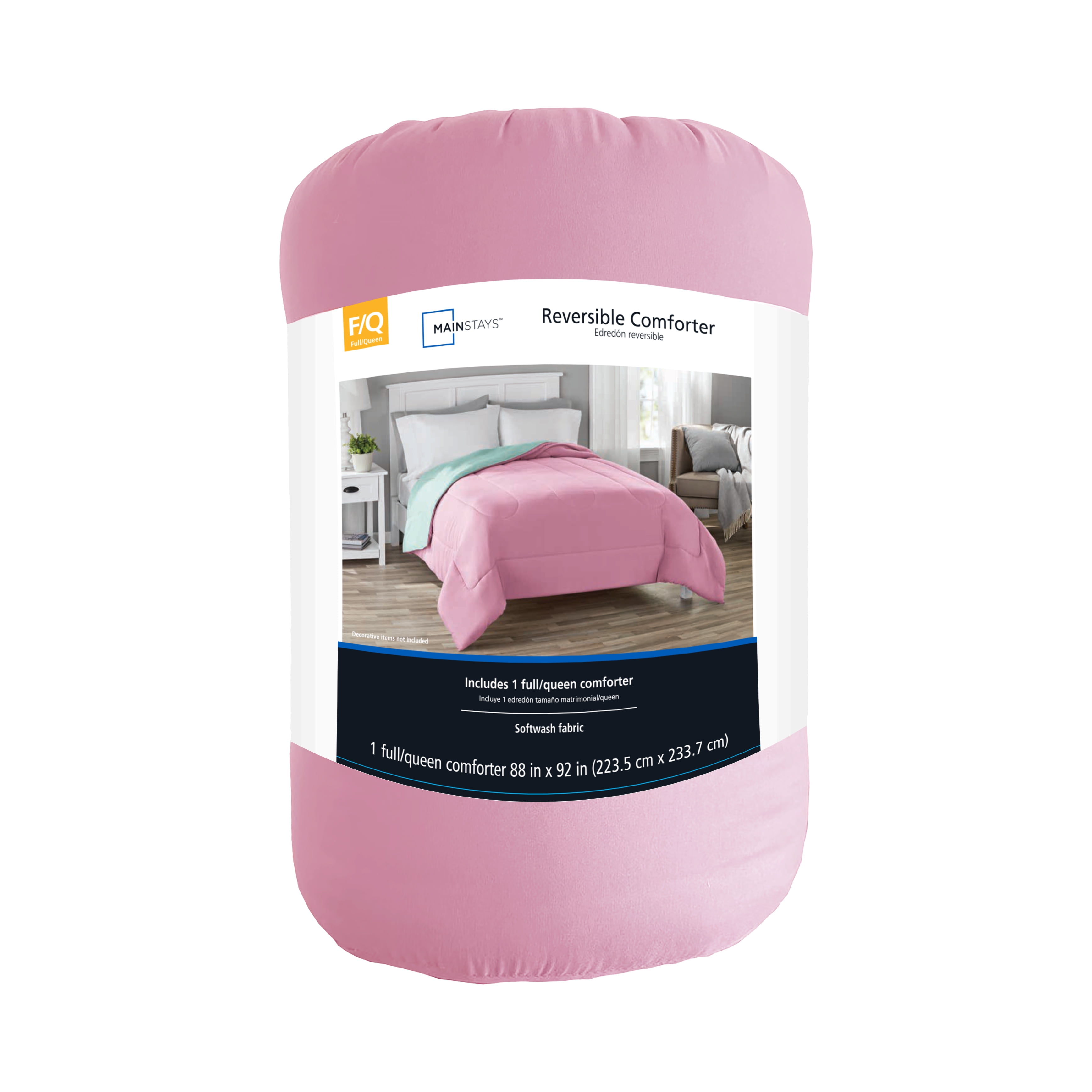 Mainstays Reversible Microfiber Comforter, Pink/Teal, Twin/Twin XL, Adult,  Unisex 