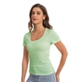 thumbnail image 5 of Women Casual Long Sleeve Slim Scoop Neck Fit T Shirts Basic Tee Tops Crew, 5 of 5