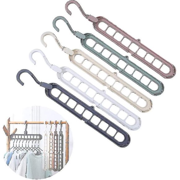 Space Saving Clothes Hangers, 5 Pieces Multi Hanger Organizer, Magic Hanger, Closet Hanger Holder Space Saving Hangers