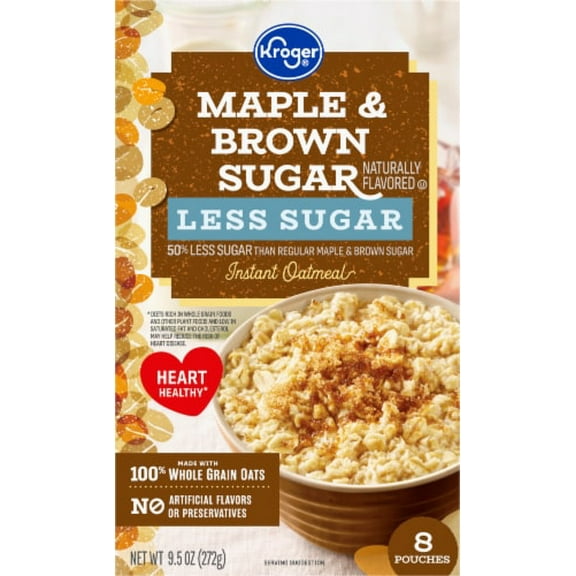 KR Maple & Brown Sugar Less Sugar Instant Oatmeal 8 ct / 9.5 oz