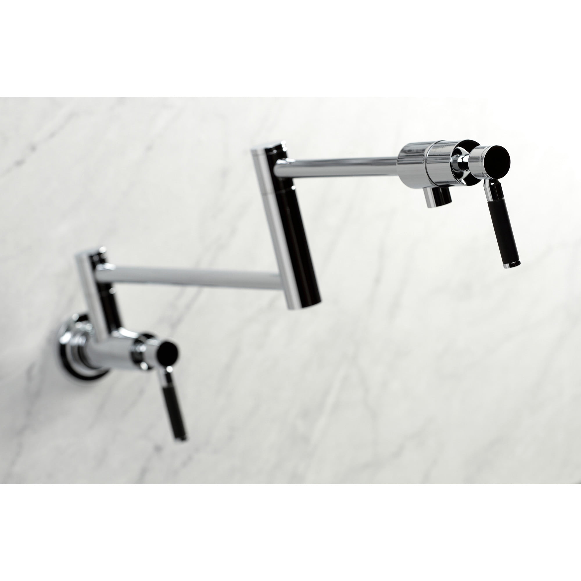 Kingston Brass KS4101DKL Kaiser Two-Handle 1-Hole Wall Mount Pot Filler Faucet in Polished Chrome