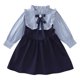 thumbnail image 1 of Odeerbi 2-8 Años Vestido de Algodón de Manga Larga Con Volantes Vestido de Princesa Con Lazo A Rayas Vestido de Uniforme Para Niños Con Cuello Redondo, 1 of 9