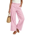 thumbnail image 5 of Wide Leg Pants for Women Ihhxva Striped Summer Elastic Waist Casual Trousers with Pockets Flowy Linen High Beach Vacation Loose Fit S-3XL, 5 of 8