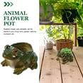 thumbnail image 2 of Lovely Frog Shaped Plant Pot for Home Decoration in Green Resin 4.7 Inches, 2 of 8