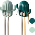 thumbnail image 1 of Soporte para cepillos de dientes, soporte para cepillos de dientes de cactus montado en la pared, soporte para almacenamiento de maquinillas de afeitar con ventosa y gancho para dormitorio, baño y ducha (paquete de 2) ER, 1 of 5
