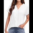 thumbnail image 1 of Blusas con Ojales para Mujer, Cuello en V, Corta, Bordadas, Estilo , Informal, Holgada, de Verano M, 1 of 9