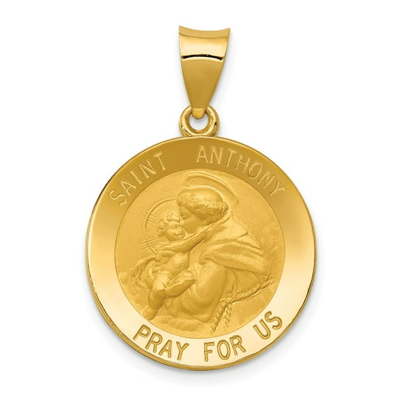 14K Yellow Gold Charm Pendant Themed 27 mm 19 Saint Anthony Medal