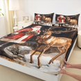 thumbnail image 3 of Manfei Wild Christmas Reindeer Queen Sheet Sets,Retro Santa Claus Flat Sheet,Red Berry Xmas Flower Queen Fitted Sheet For Girls Boys,Super Cozy Room Decor,4 Pieces, 3 of 7