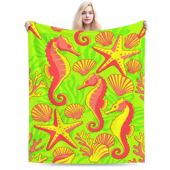 Ocean Blanket, Soft Cozy Flannel Throw for Couch Sofa Bed, Warm Home Accent Blanket for Relaxing Spaces 50x40