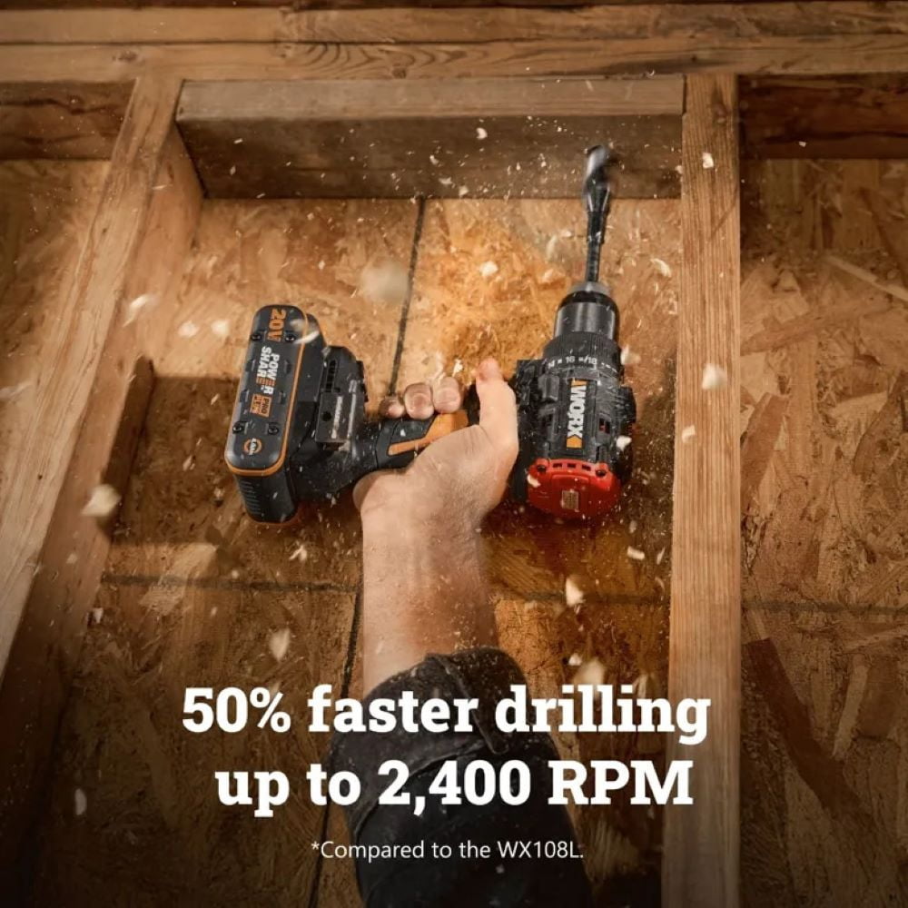 Worx WX109L 20V PowerShare 105 Nm Brushless Cordless Drill/Driver (Battery & Charger Included)