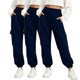 thumbnail image 1 of Odeerbi 3 Pack Boys Girls Cargo Joggers 4-14 Años, Pantalones de Sudador de Cintura Elástica Casual Con Bolsillos, 1 of 5