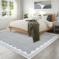 thumbnail image 2 of GlowSol 6'x9' Washable Area Rug Scalloped Pattern Rug Soft Solid Modern Non-Slip Low-Pile Rug for Dining Room Home Office, Gray, 2 of 7