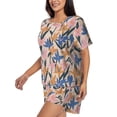 thumbnail image 2 of Bixox Women's Lilies Flowers Printed Pajama Set 2 Piece Lounge Set Top and Shorts Soft Pajamas, Shorts with Pockets, 2 of 7