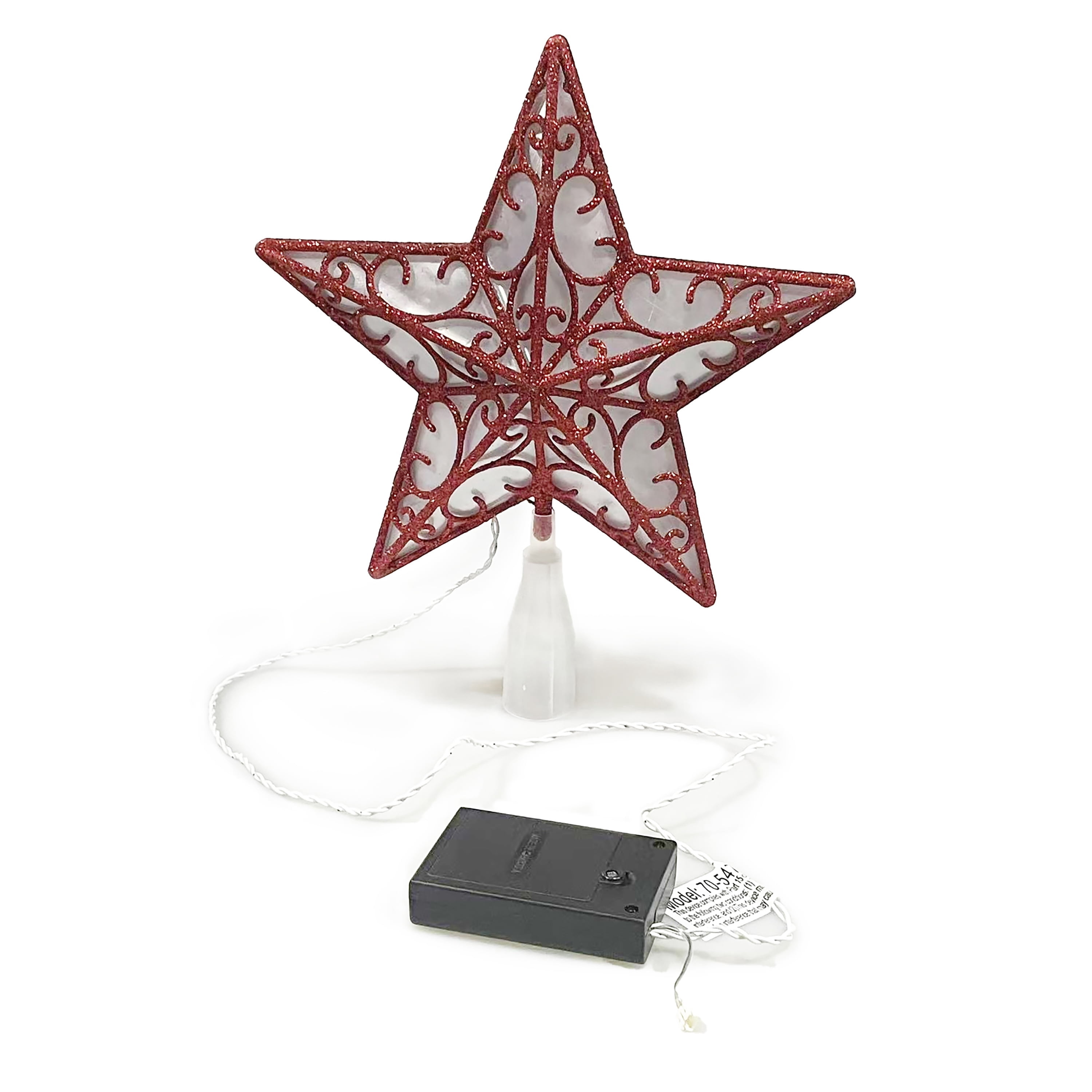 LED Star Christmas Tree Topper, Red, 9", by Holiday Time