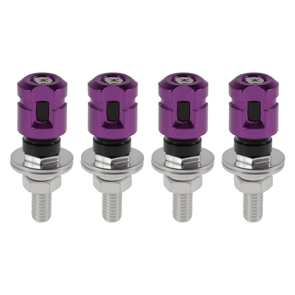 Tornillos de matrícula M6 universales para motocicletas Unique Bargains de 4.35 cm, kit de tornos de matrícula antirrobo de aleación de aluminio púrpura, 4 piezas