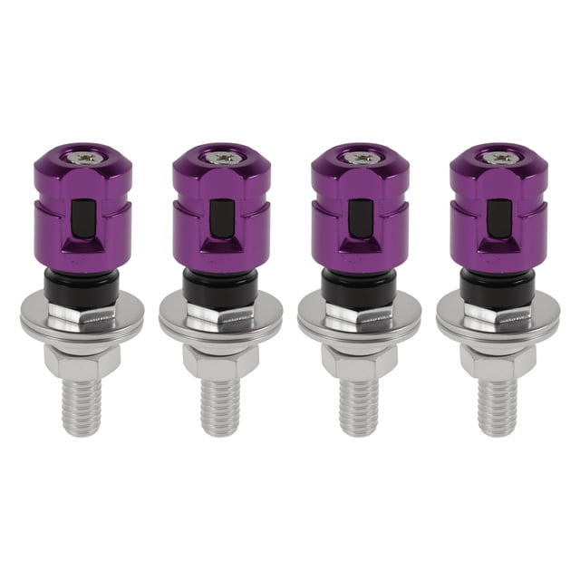 Tornillos de matrícula M6 universales para motocicletas Unique Bargains de 4.35 cm, kit de tornos de matrícula antirrobo de aleación de aluminio púrpura, 4 piezas