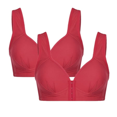 

Viikei Womens Bras No Wire Everyday Bras for Women Plus Size Women Bras Plus Size Front Buckle Comfortable Breathable Anti-exhaust Base Solid Non-Steel Ring Non-Magnetic Buckle Underwear