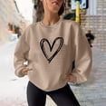 thumbnail image 1 of kkbbma Liquidation à Moins de 1$ Chandails en Molleton Imprimé Cœur pour Femmes Automne Décontracté Manches Longues Hauts Confortables Légers Col Rond Chandail, 1 of 4