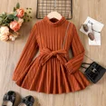 thumbnail image 1 of PatPat 2PCS Kid Girl Basic Design Solid Color Stand Collar Long Sleeve T-Shirt Set, 1 of 5